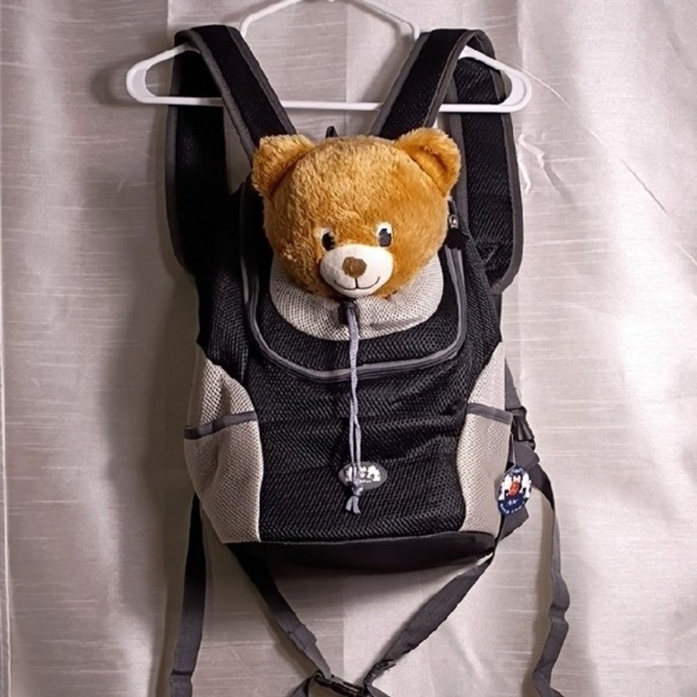 AGpet Black and Gray Backpack‎ for Carrying Pets (Teddy Bear not included)